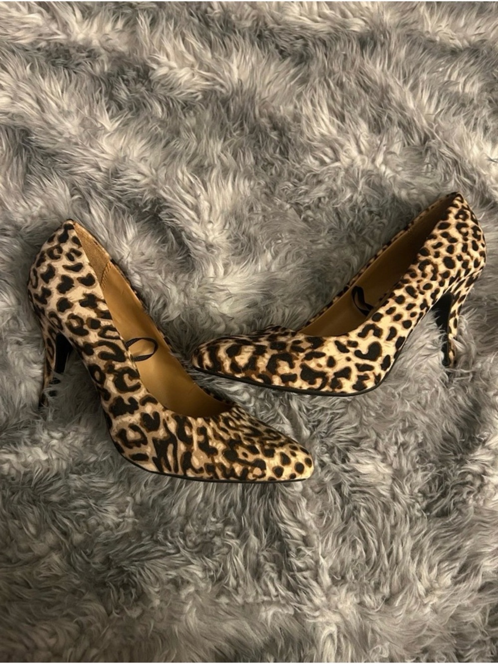 Y2K Leopard Print Pointed Toe Women's Heels - Tan/Black size 7.5 NWOB